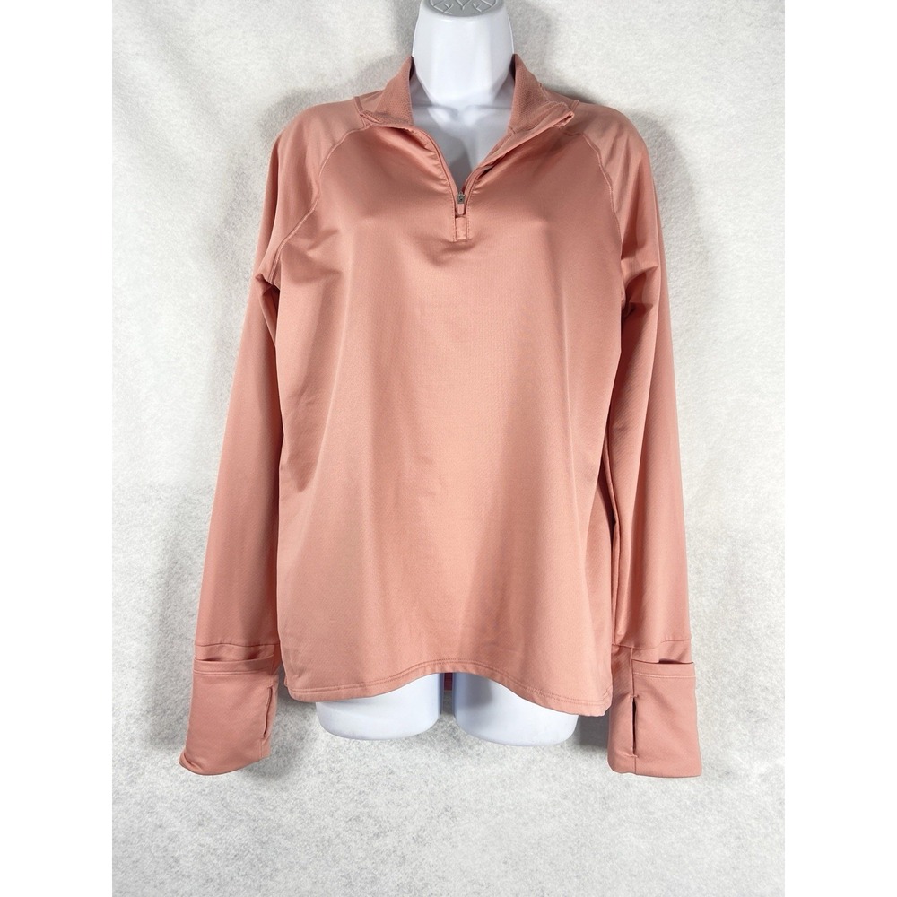 Athleta Top Women's Medium Coral 1/4 Zip Long Sleeve Back Pocket Athleisure